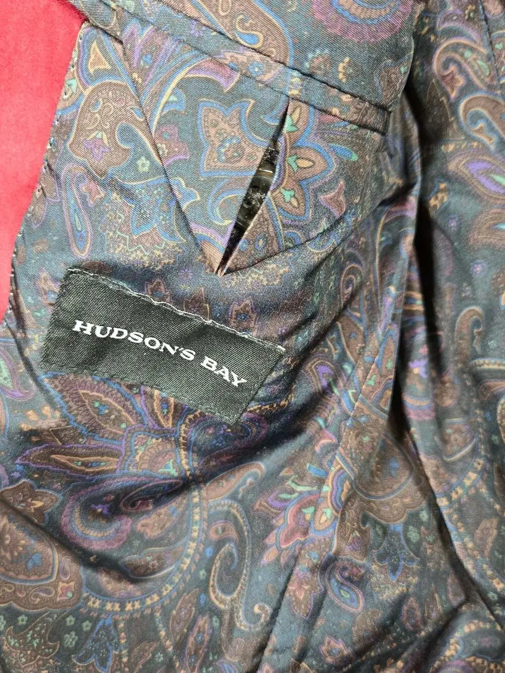 Lauren Ralph Lauren X HBC Velvet Blazer 12R Burgundy Red Paisley Lined Holiday